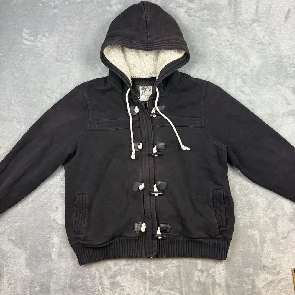 Y2K Old Navy Sherpa Lined Toggle Hoodie Jacket Men’s XXL Black